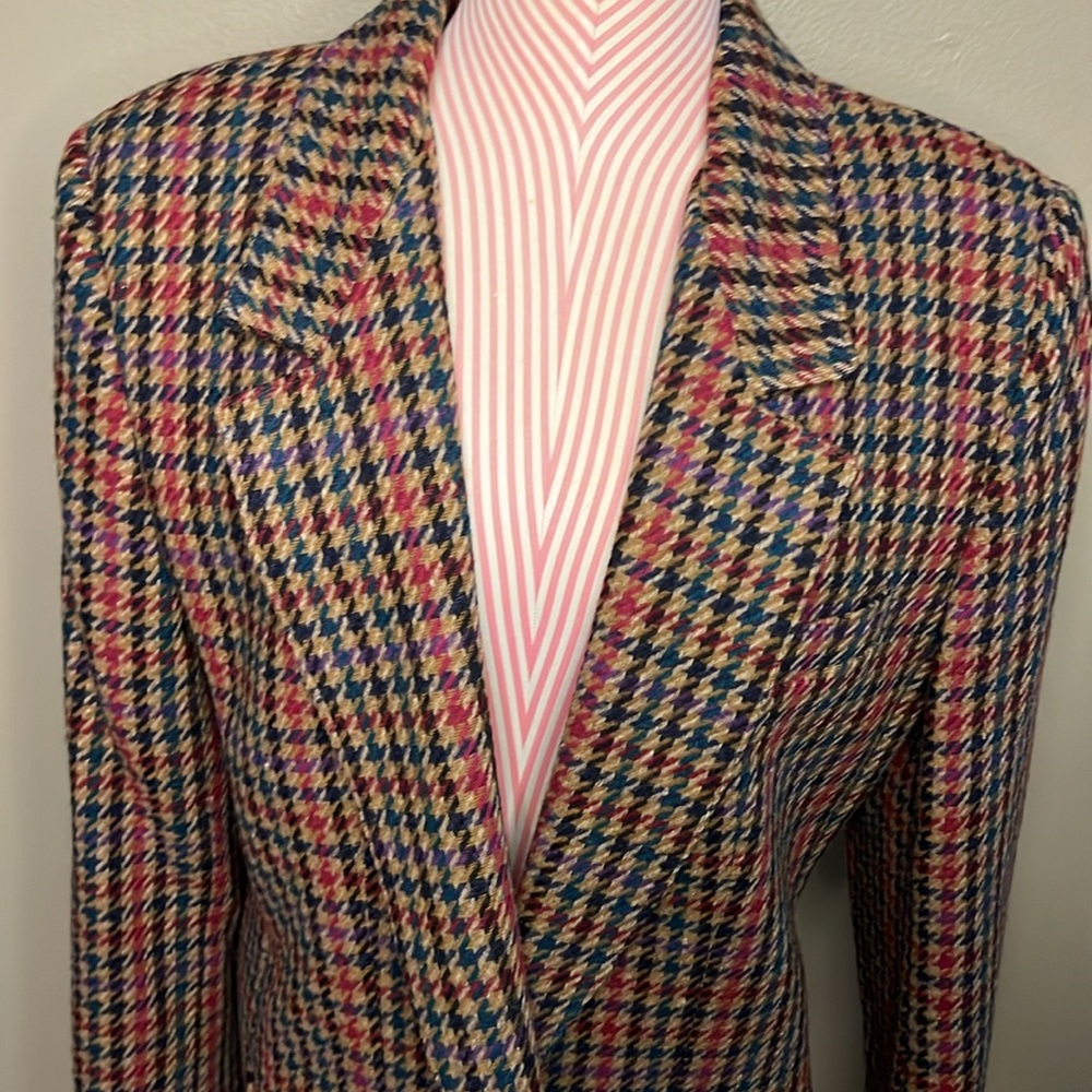 VTG 100% wool blazer houndstooth  - 10-12
